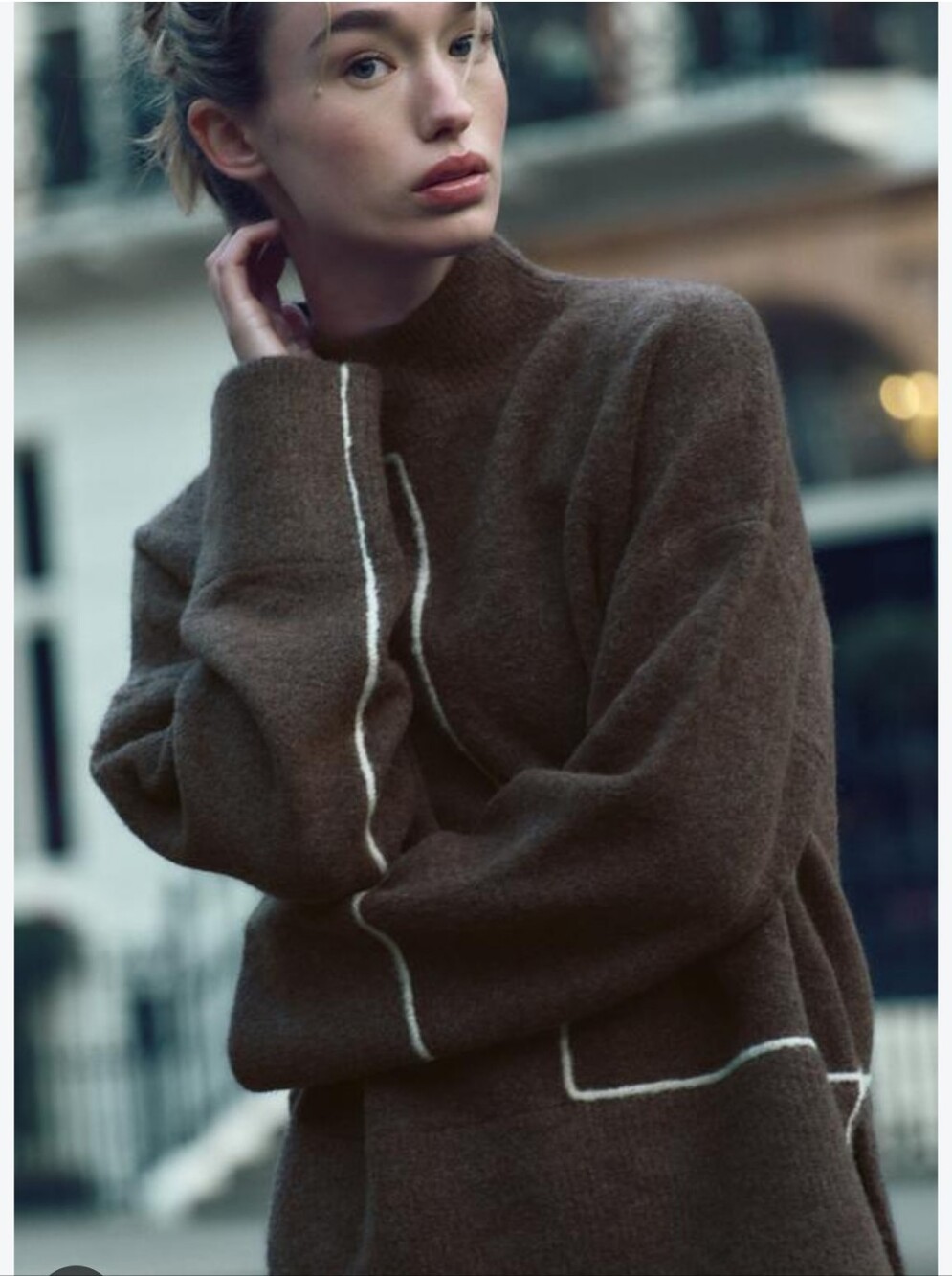 Zara Knit Sweater With Contrast Trim